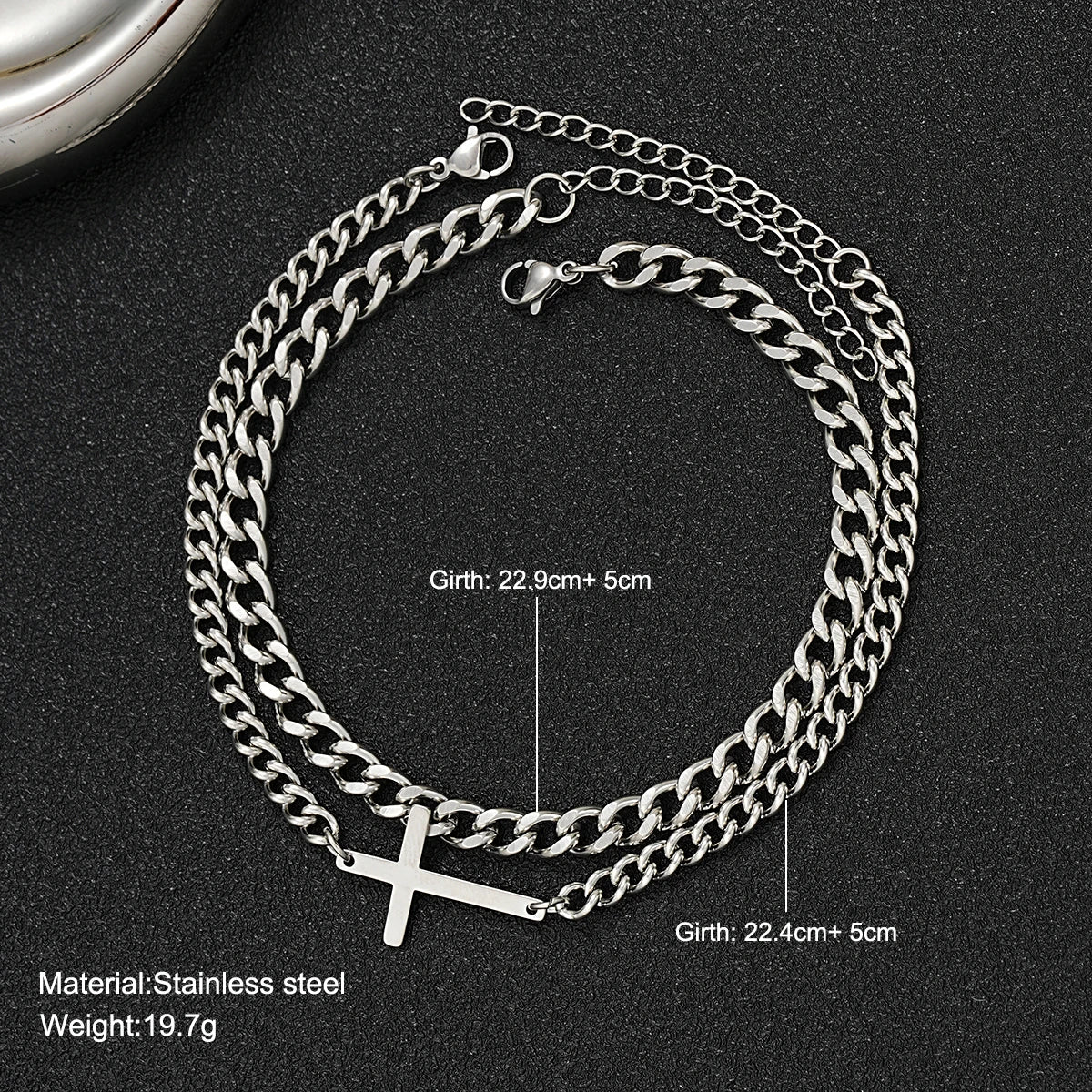 2024 New Stainless Steel Cross Cuban Chain Bracelet Set for Men Hip Hop Punk Snake Chain Bracelets Fashion Unisex Jewelry Gifts