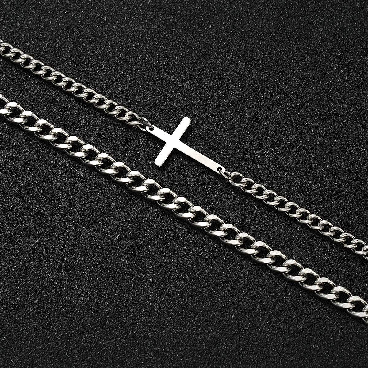 2024 New Stainless Steel Cross Cuban Chain Bracelet Set for Men Hip Hop Punk Snake Chain Bracelets Fashion Unisex Jewelry Gifts