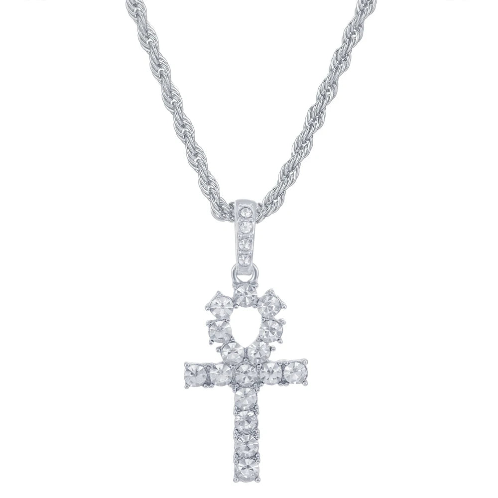 Men Women Hip Hop Cross Shiny Pendant with 4Mm Zircon Tennis Chain Charm Iced Out Bling Exquisite Necklace Jewelry Fashion Gift
