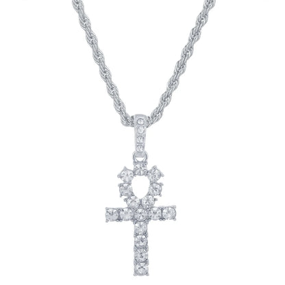 Men Women Hip Hop Cross Shiny Pendant with 4Mm Zircon Tennis Chain Charm Iced Out Bling Exquisite Necklace Jewelry Fashion Gift