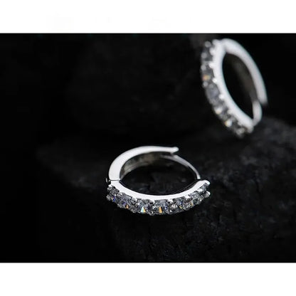 Fast Ship Newest Luxury Romantic Women Jewelry 925 Sterling Silver Plated Rhinestone Crystal Hoop Earrings for Women Wholesale