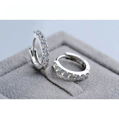 Fast Ship Newest Luxury Romantic Women Jewelry 925 Sterling Silver Plated Rhinestone Crystal Hoop Earrings for Women Wholesale