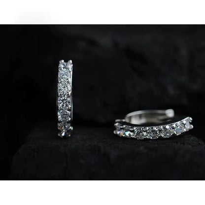 Fast Ship Newest Luxury Romantic Women Jewelry 925 Sterling Silver Plated Rhinestone Crystal Hoop Earrings for Women Wholesale