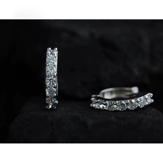 Fast Ship Newest Luxury Romantic Women Jewelry 925 Sterling Silver Plated Rhinestone Crystal Hoop Earrings for Women Wholesale